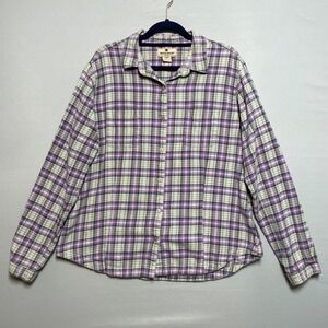 Woolrich Womens Purple Sage Plaid Flannel Shirt Long Sleeve Button Up Size L